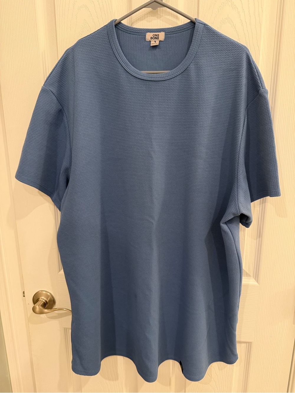 One Bone - Men’s Blue Textured Short-Sleeve Shirt - XXL